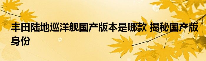 丰田陆地巡洋舰国产版本是哪款 揭秘国产版身份